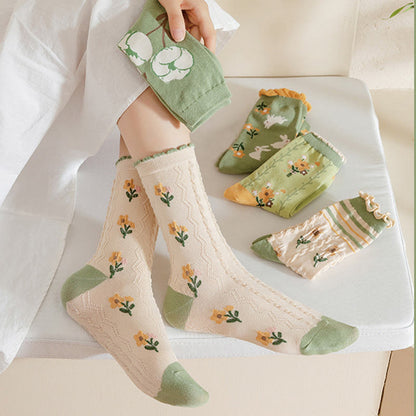 Forest Flower Stamens Quarter Socks(5 Pairs) - image 2