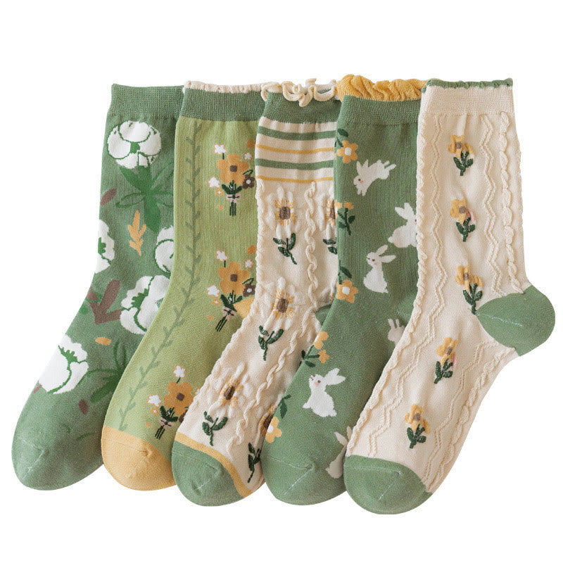 Forest Flower Stamens Quarter Socks(5 Pairs) - image 9