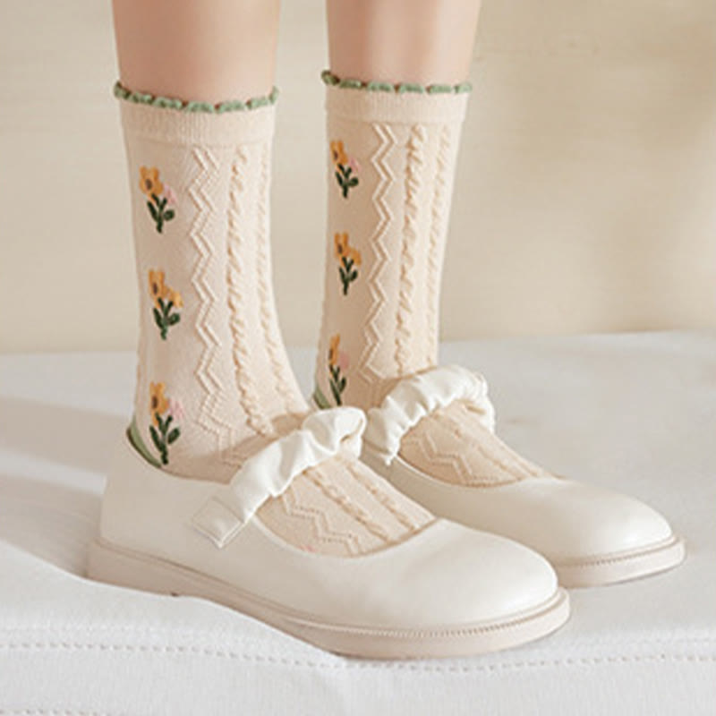 Forest Flower Stamens Quarter Socks(5 Pairs) - image 6