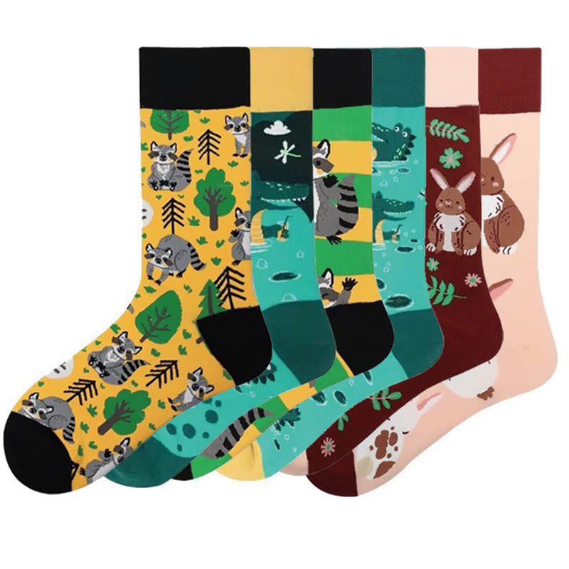 Crocodile Rabbit Quarter Socks(6 Pairs) - Multicolor - EU36-44(US3-10) - image 0