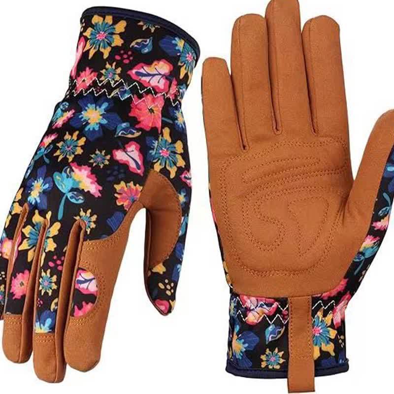 Vibrant Floral Print Garden Gloves - C - One Size - image 7