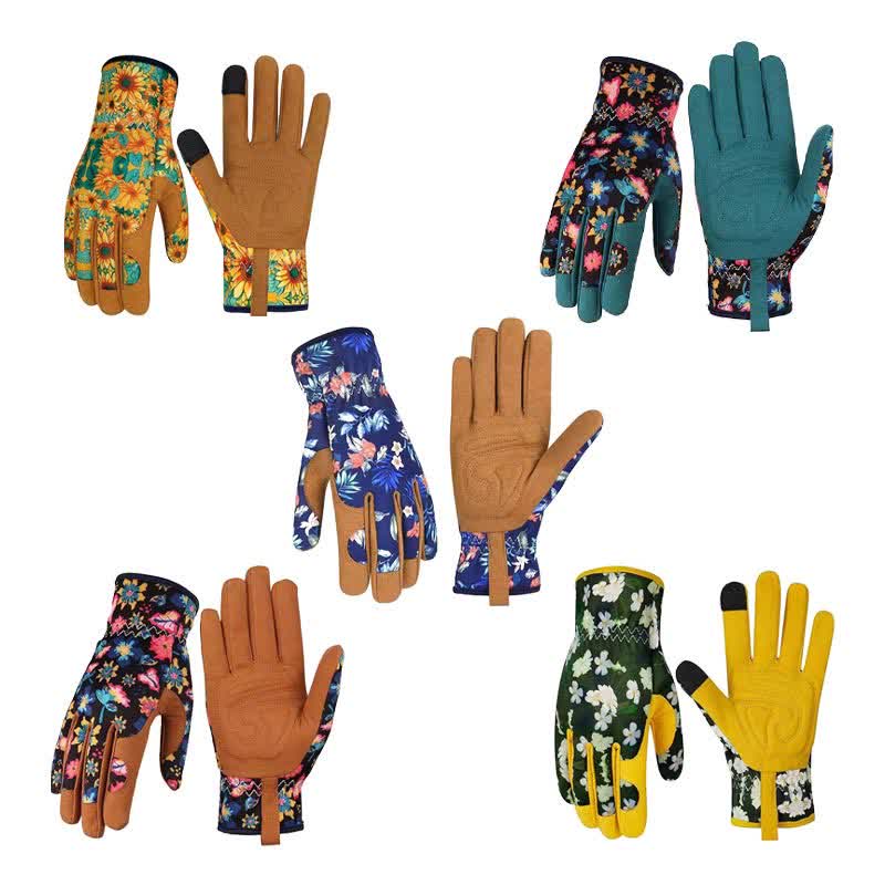 Vibrant Floral Print Garden Gloves - image 2