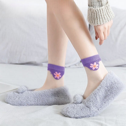 Flower Ice Silk Quarter Socks(9 Pairs) - image 13