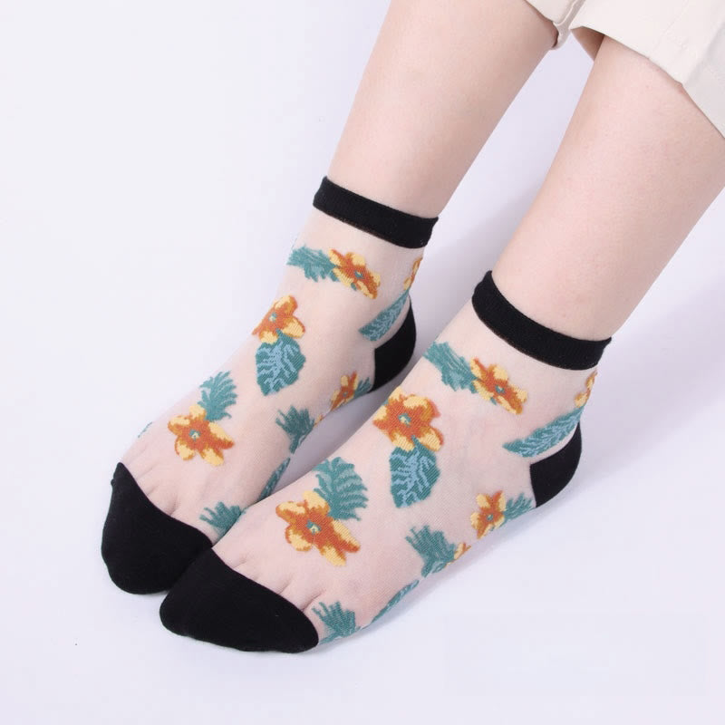 Retro Flowers Ankle Socks(6 Pairs) - image 2