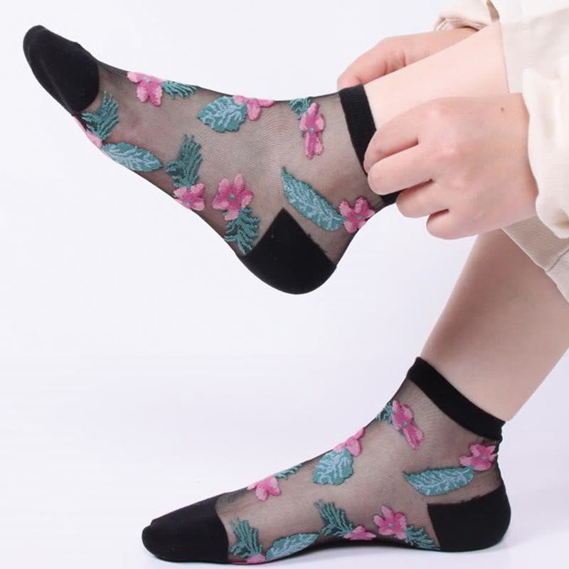 Retro Flowers Ankle Socks(6 Pairs) - image 4