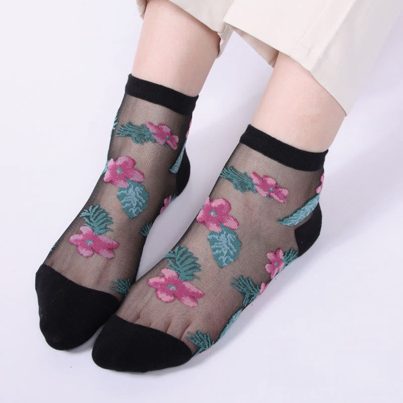 Retro Flowers Ankle Socks(6 Pairs) - image 3