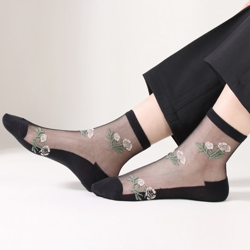 Elegant Flowers Quarter Socks(5 Pairs) - image 3