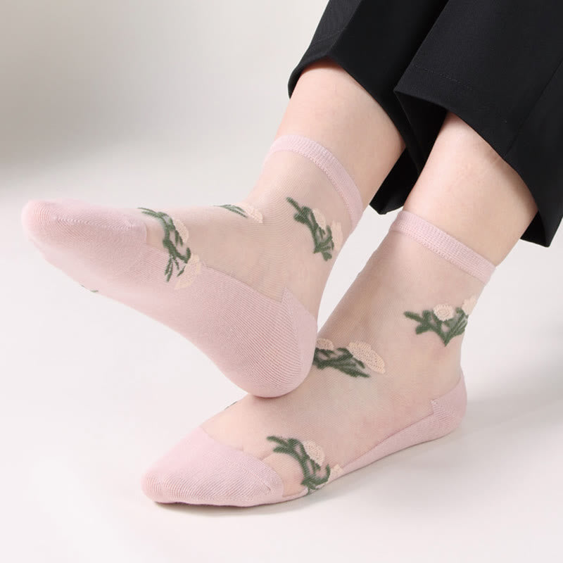 Elegant Flowers Quarter Socks(5 Pairs) - image 10