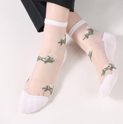 Elegant Flowers Quarter Socks(5 Pairs) - image 12