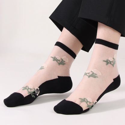 Elegant Flowers Quarter Socks(5 Pairs) - image 6