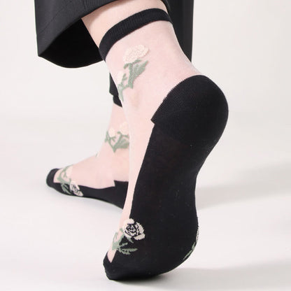 Elegant Flowers Quarter Socks(5 Pairs) - image 8