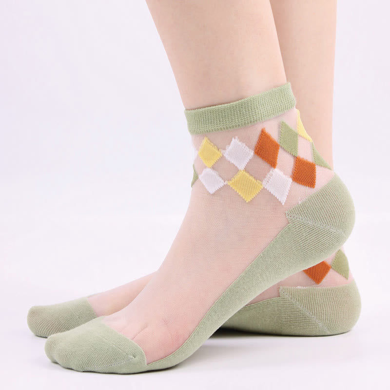 Stylish Rhombus Ankle Socks(5 Pairs) - image 11
