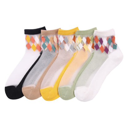 Stylish Rhombus Ankle Socks(5 Pairs) - Multicolor - EU36-40(US3-7) - image 13