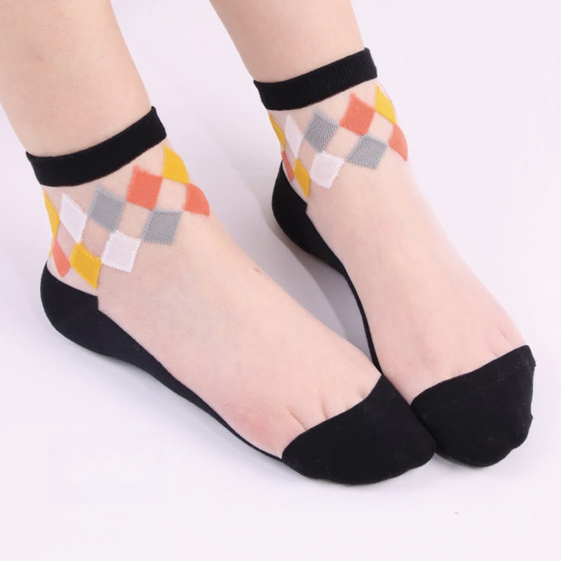 Stylish Rhombus Ankle Socks(5 Pairs) - image 3