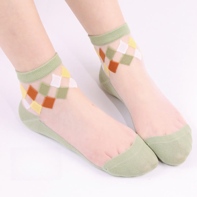 Stylish Rhombus Ankle Socks(5 Pairs) - Green - EU36-40(US3-7) - image 12