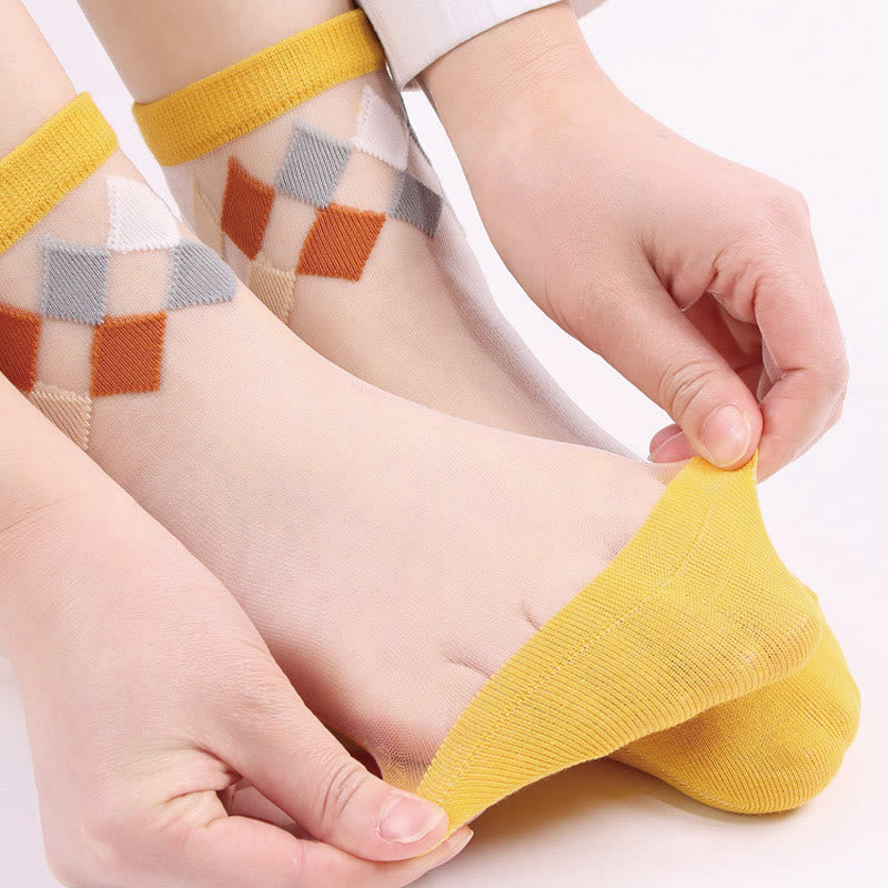 Stylish Rhombus Ankle Socks(5 Pairs) - image 7