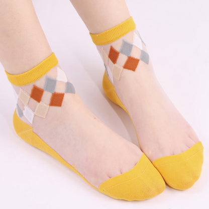 Stylish Rhombus Ankle Socks(5 Pairs) - Yellow - EU36-40(US3-7) - image 5