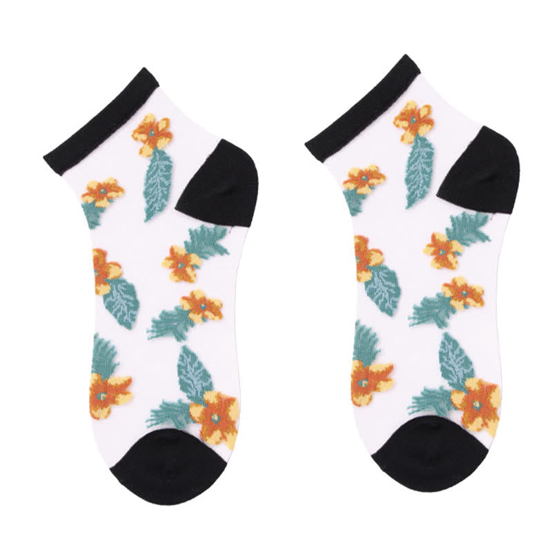 Retro Flowers Ankle Socks(6 Pairs) - Nude - EU36-40(US3-7) - image 7