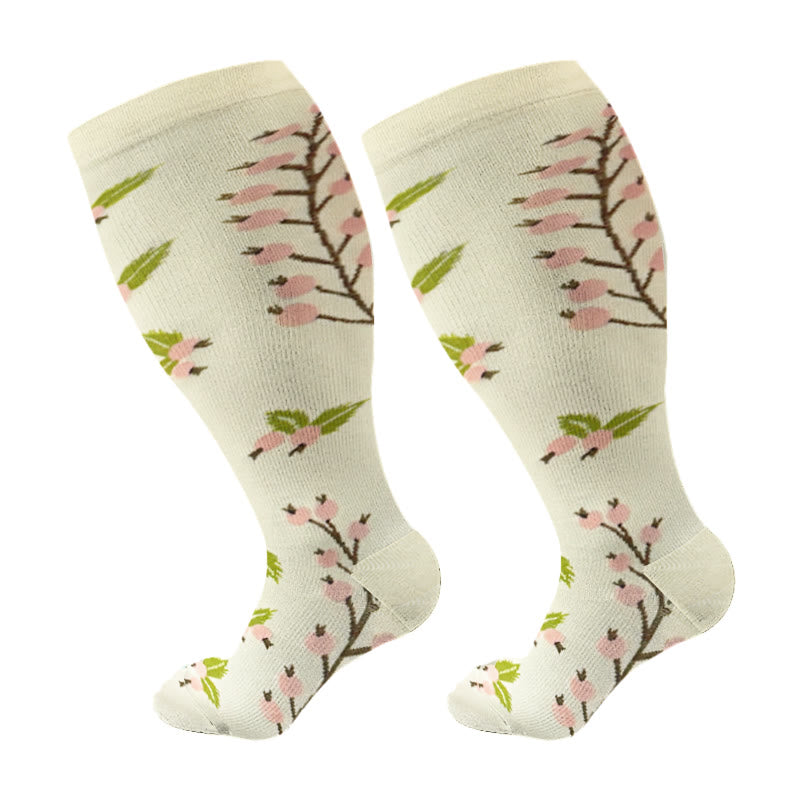 Plus Size Lute Pink Compression Socks(3 Pairs) - Beige - 4XL - image 7