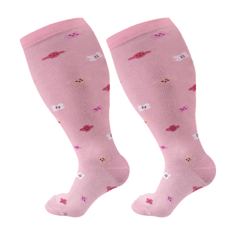 Plus Size Lute Pink Compression Socks(3 Pairs) - Pink - 4XL - image 9