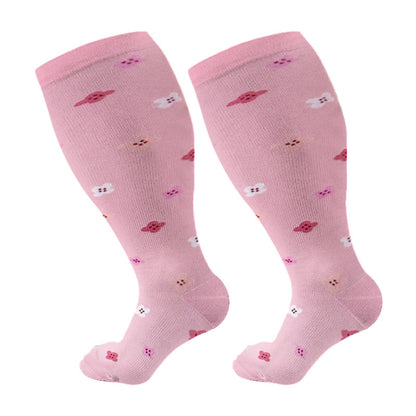 Plus Size Lute Pink Compression Socks(3 Pairs) - Pink - 4XL - image 9