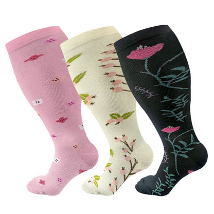 Plus Size Lute Pink Compression Socks(3 Pairs) - Multicolor A - 4XL - image 12