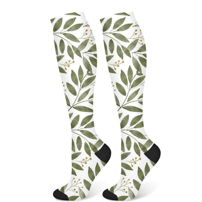Monstera Leaves Compression Socks(3 Pairs) - Light Green(1 Pair) - S/M - image 7
