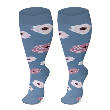 Plus Size Rose Chrysanthemum Compression Socks(3 Pairs) - image 4