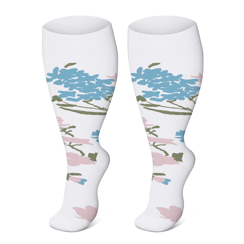 Plus Size Rose Chrysanthemum Compression Socks(3 Pairs) - image 2
