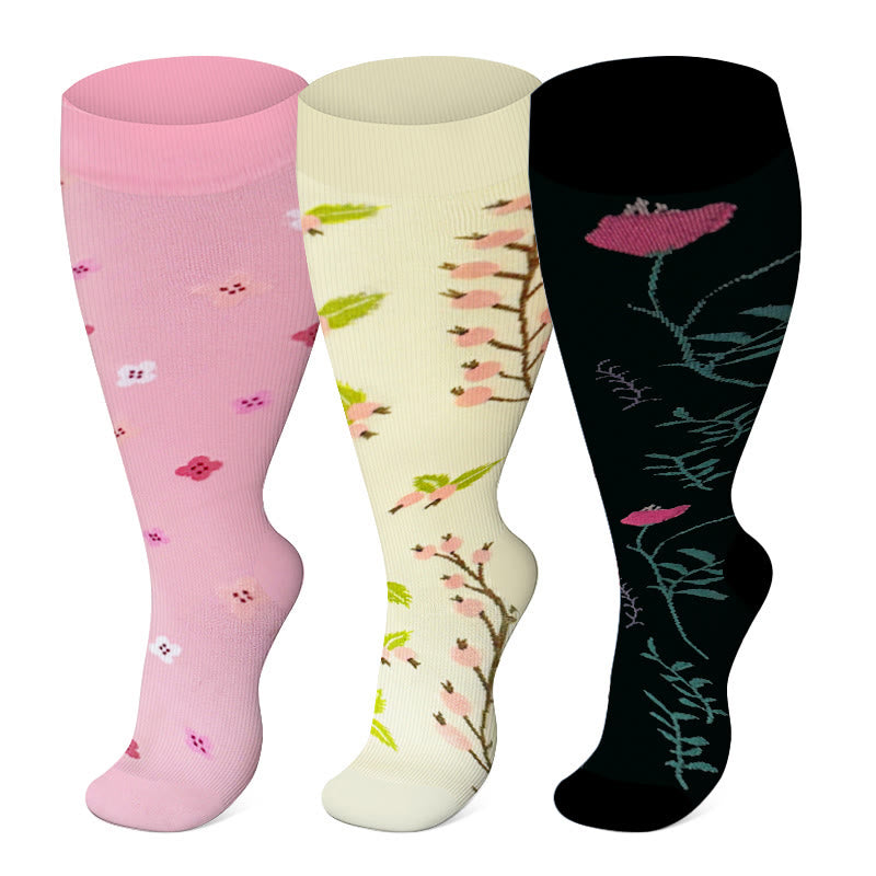 Plus Size Lute Pink Compression Socks(3 Pairs) - image 1