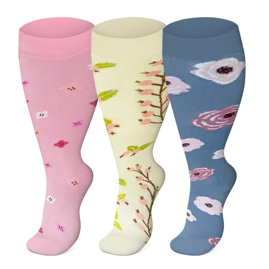 Plus Size Lute Pink Compression Socks(3 Pairs) - image 1
