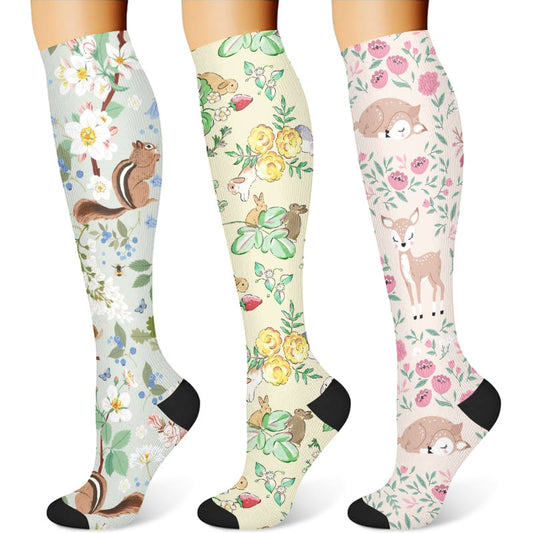 Squirrel Fawn Compression Socks(3 Pairs) - image 1