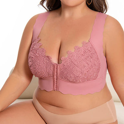 Wavy Edge Front Closure Wireless Bra - image 1