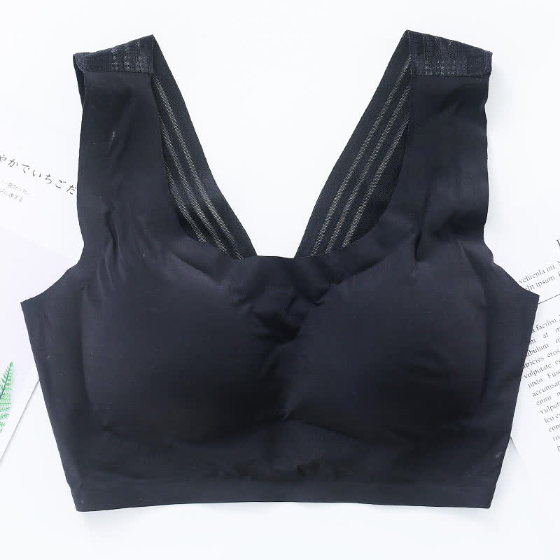 Seamless Wireless Bra with Back Beauty Design - Black - 7XL - image 20