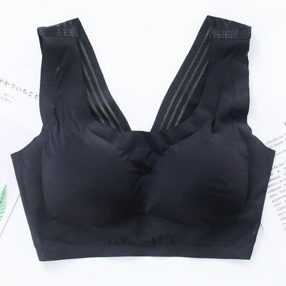 Seamless Wireless Bra with Back Beauty Design - Black - 7XL - image 20