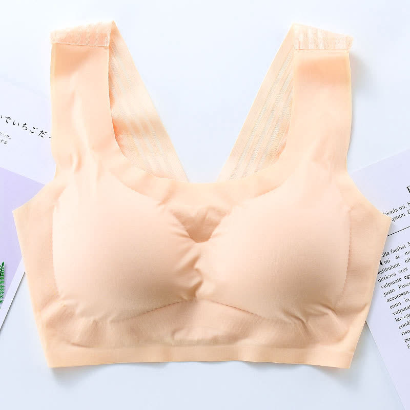 Seamless Wireless Bra with Back Beauty Design - Nude - 7XL - image 17