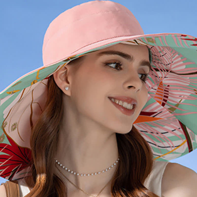 Reversible Wide-Brim Sun Bucket Hat - image 1
