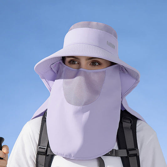 Sun Protection Bucket Hat with Attached Face Scarf - image 0