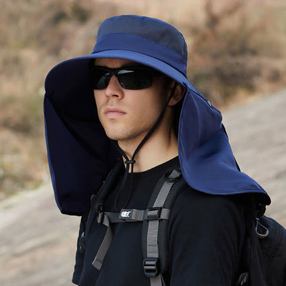 Detachable Neck Flap Bucket Hat - Navy Blue - One Size - image 11