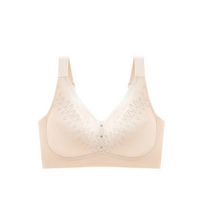 Color-Blocked Breathable Wireless Bra - Nude - 5XL - image 5
