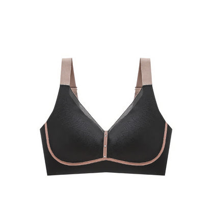 Color-Blocked Breathable Wireless Bra - Black - 5XL - image 15