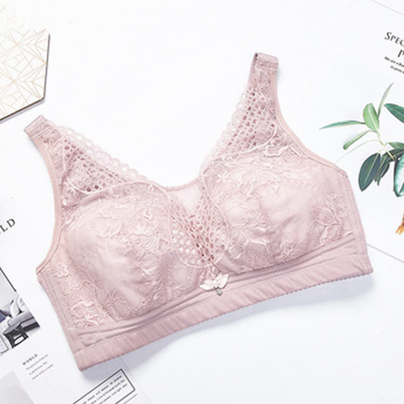 Lightweight Floral Embroidery Wireless Bra