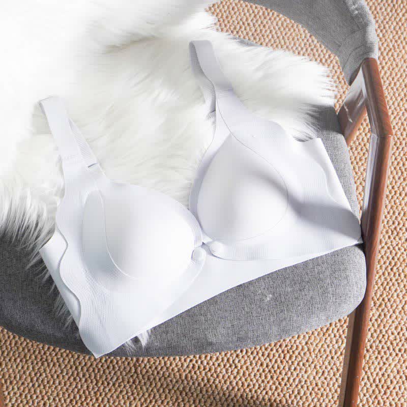 Lightweight Solid Color Wireless Nursing Bra - Blue - 5XL - image 12
