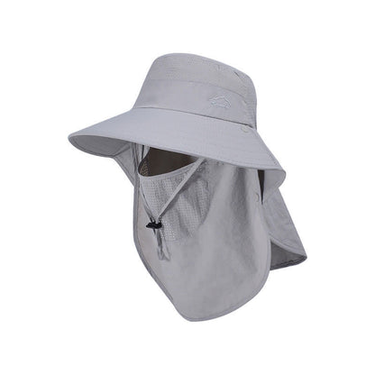 Detachable Face Mask Bucket Hat - Light Gray - One Size - image 6