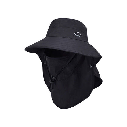 Detachable Face Mask Bucket Hat - Black - One Size - image 10