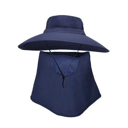 Outdoor Sun Protection Mask Bucket Hat - Navy Blue - One Size - image 13