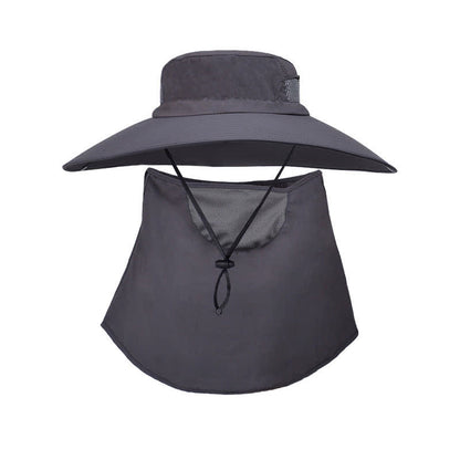 Outdoor Sun Protection Mask Bucket Hat - Dark Grey - One Size - image 17