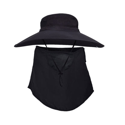 Outdoor Sun Protection Mask Bucket Hat - Black - One Size - image 1