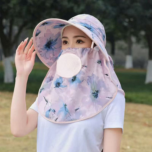 Elegant Floral Breathable Sun Hat - Purple - One Size - image 0
