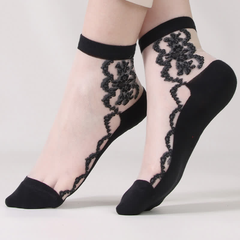 Floral Sheer Cotton Ankle Socks(8 Pairs) - image 4